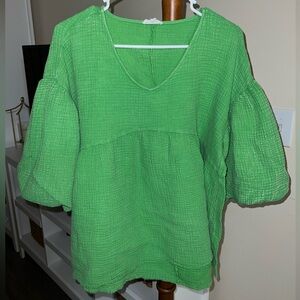 Vibrant Green Textured Women's Blouse